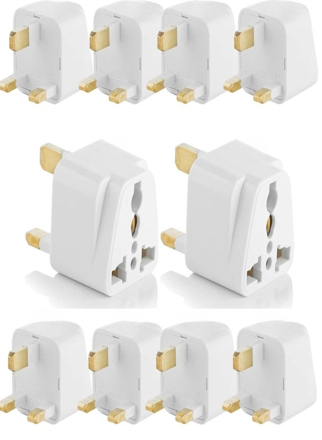 Ocko 3 Prong Pin Plug (Type G Adapter) | UK to Universal Computer Conversion Outlet Plug Adapter | Travel Companion for International Devices, Australia/New Zealand/China, UK (Pack of 10, White) - Image 1